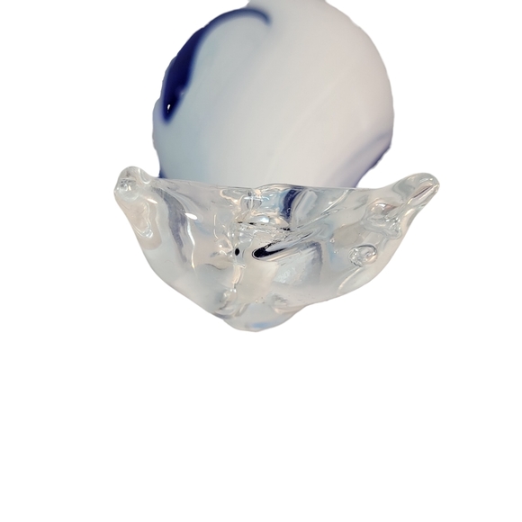 Blown Glass Blue White Decoration Collectible Wale Figurine Vintage Sculpture - Picture 10 of 14